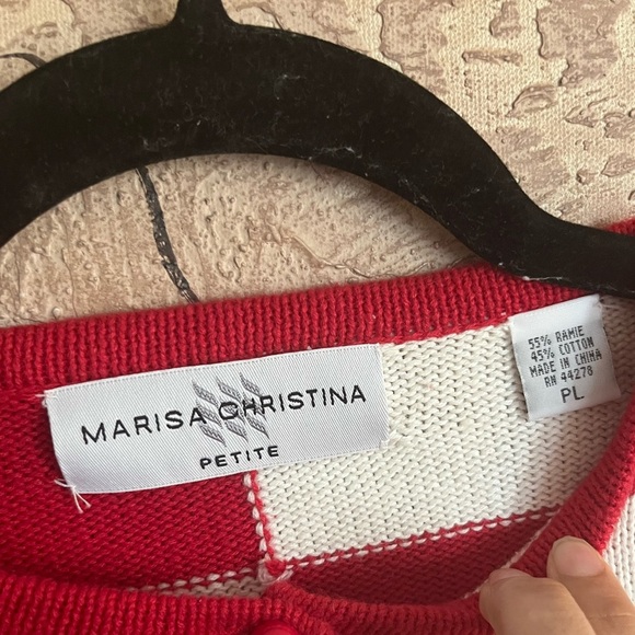 Vintage Marisa Christina Christmas Checkered Snowman Ramie holiday Sweater - Picture 7 of 11